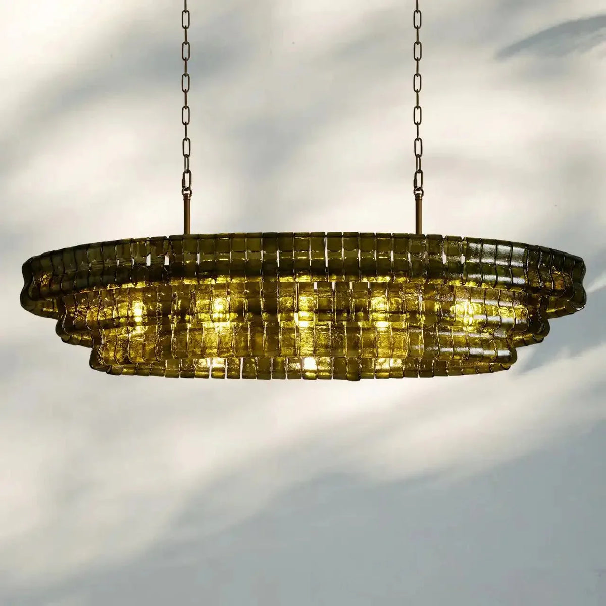Ghiaccio Glass Oval Chandelier 54''65''-Jecanoli
