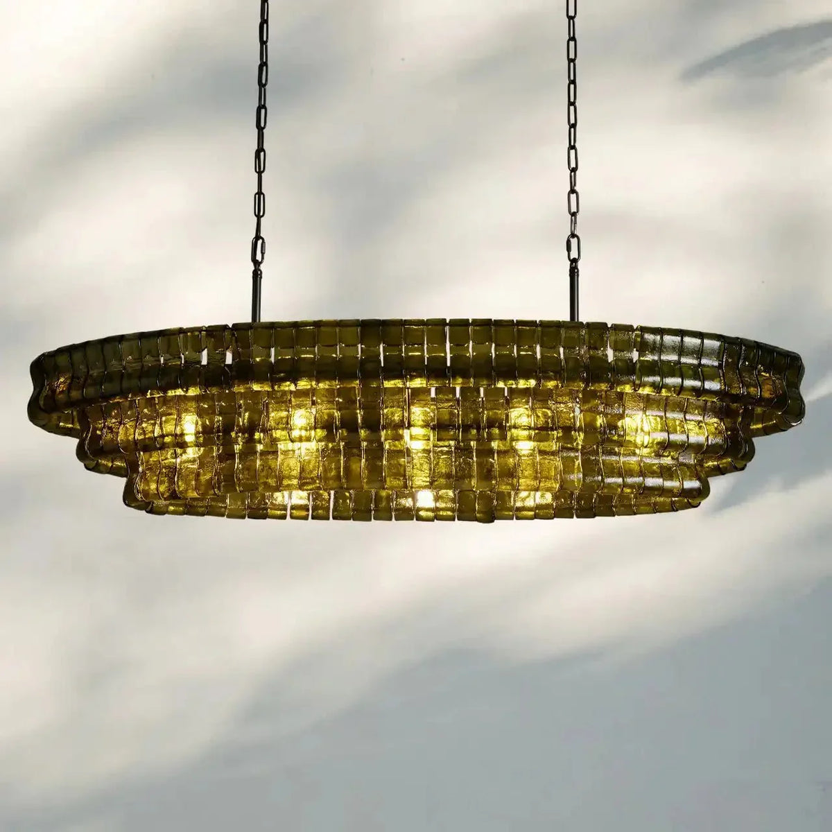 Ghiaccio Glass Oval Chandelier 54''65''-Jecanoli