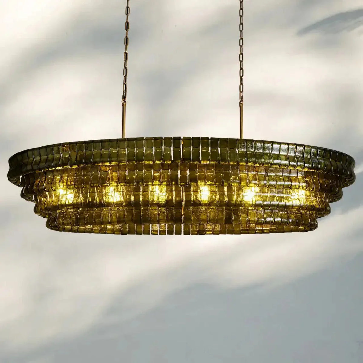 Ghiaccio Glass Oval Chandelier 54''65''-Jecanoli