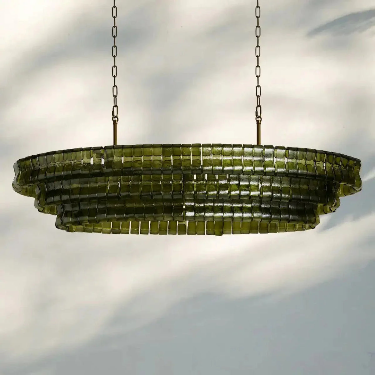 Ghiaccio Glass Oval Chandelier 54''65''-Jecanoli