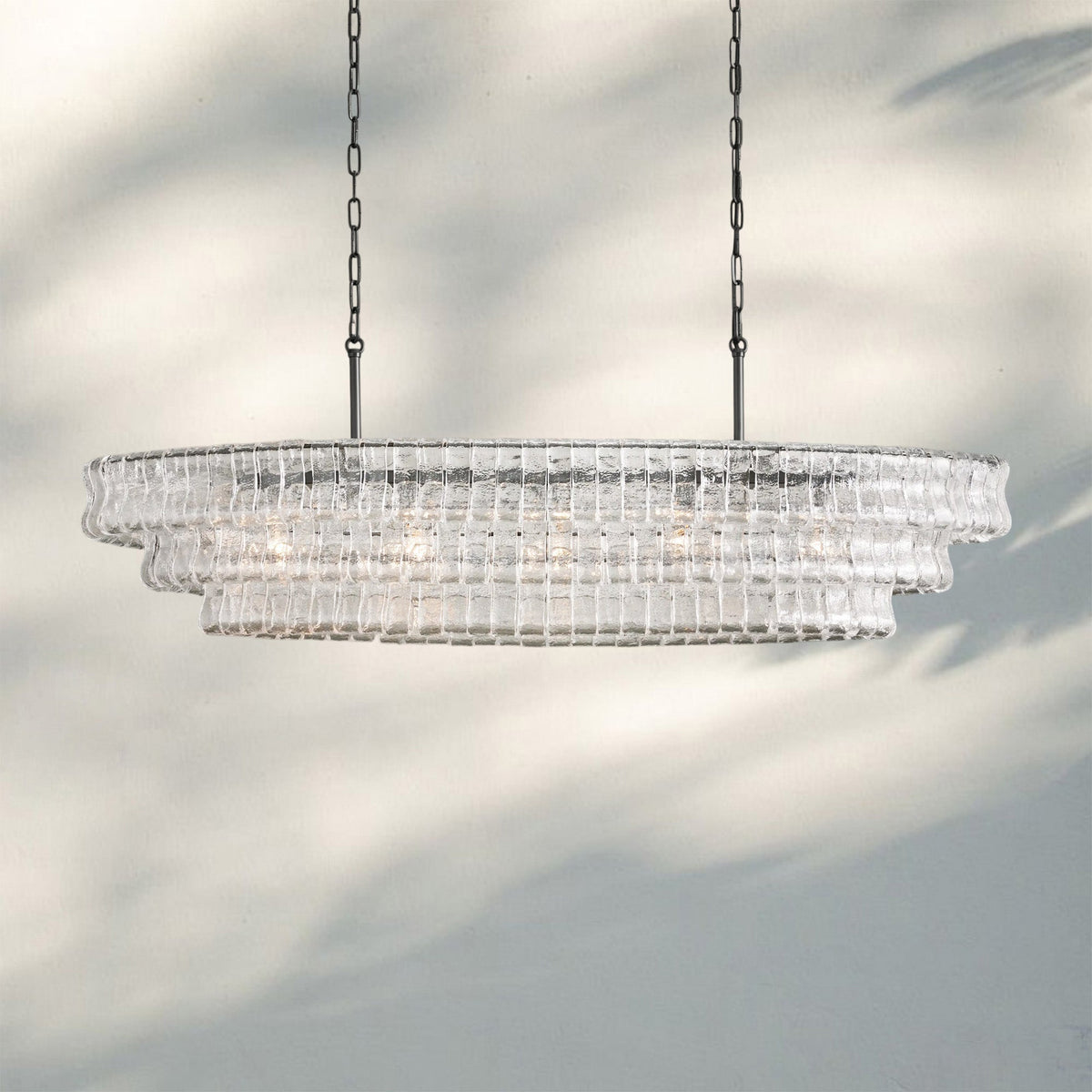 Ghiaccio Glass Oval Chandelier 54''65''-Jecanoli