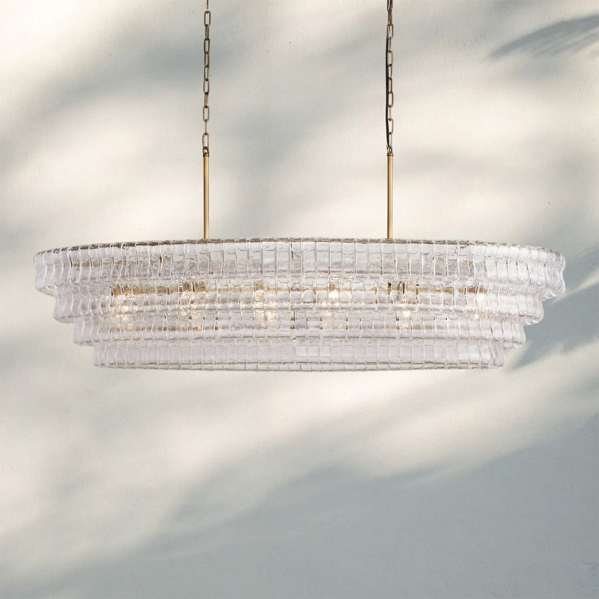 Ghiaccio Glass Oval Chandelier 54''65''-Jecanoli