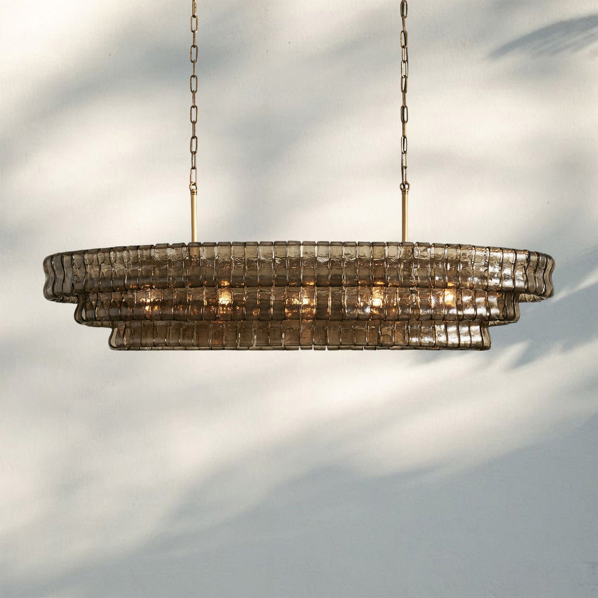 Ghiaccio Glass Oval Chandelier 54''65''-Jecanoli