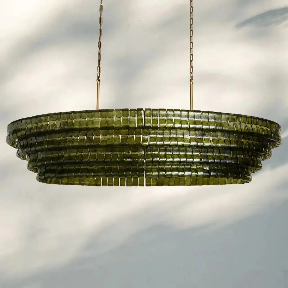 Ghiaccio Glass Oval Chandelier 54''65''-Jecanoli