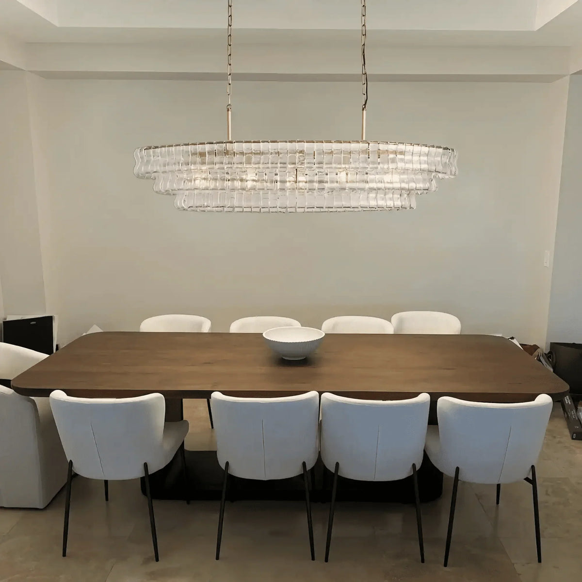 Ghiaccio Glass Oval Chandelier 54''65''-Jecanoli