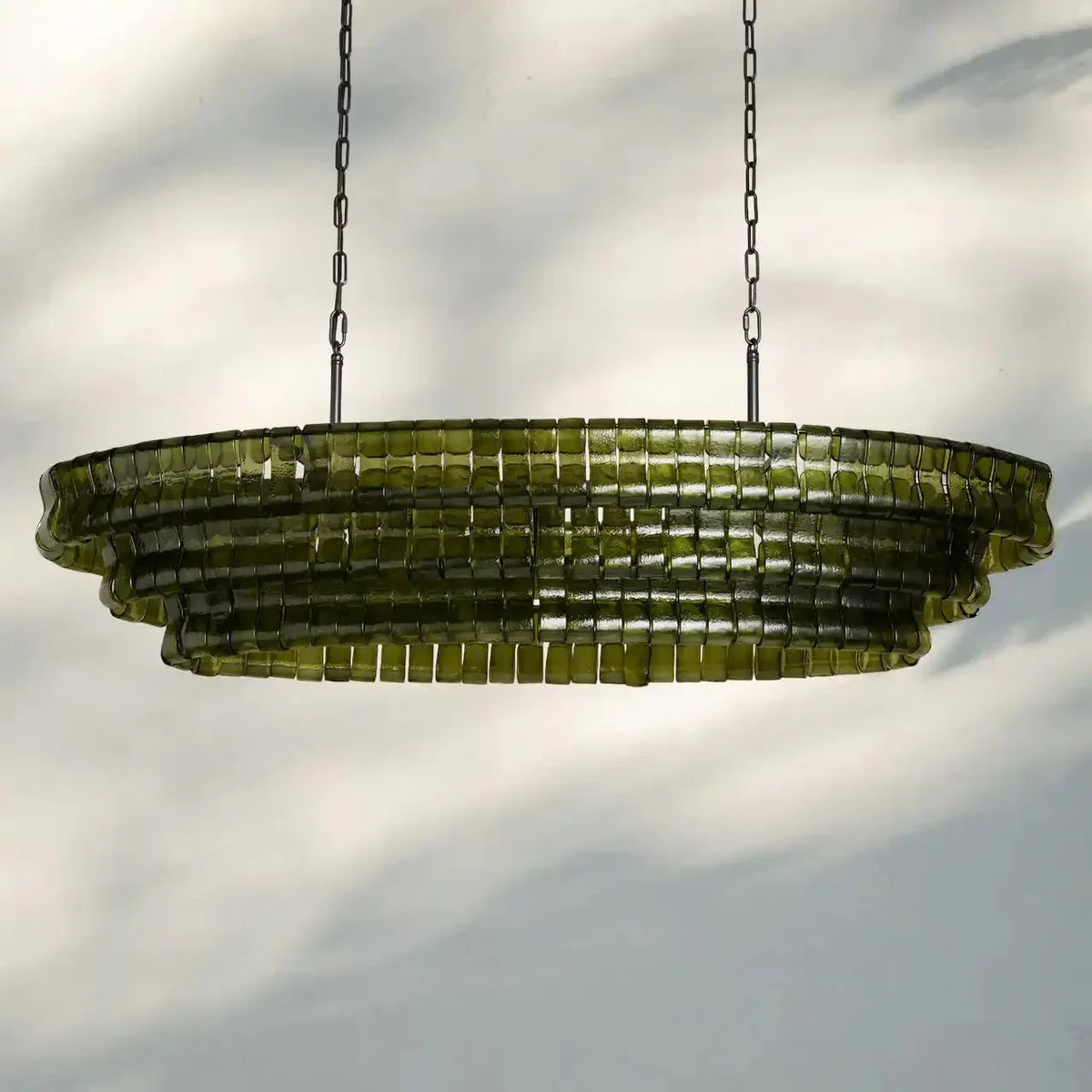 Ghiaccio Glass Oval Chandelier 54''65''-Jecanoli