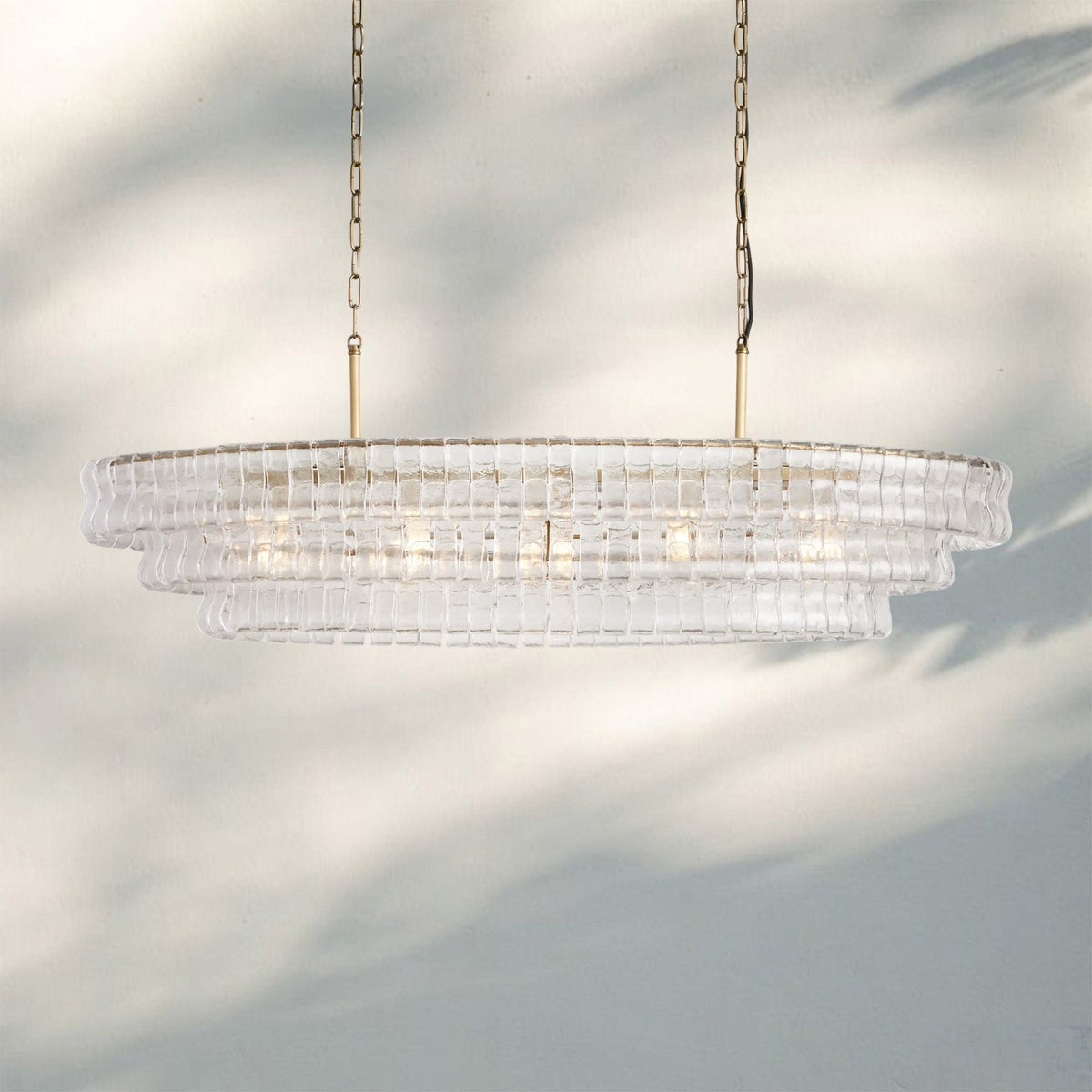 Ghiaccio Glass Oval Chandelier 54''65''-Jecanoli