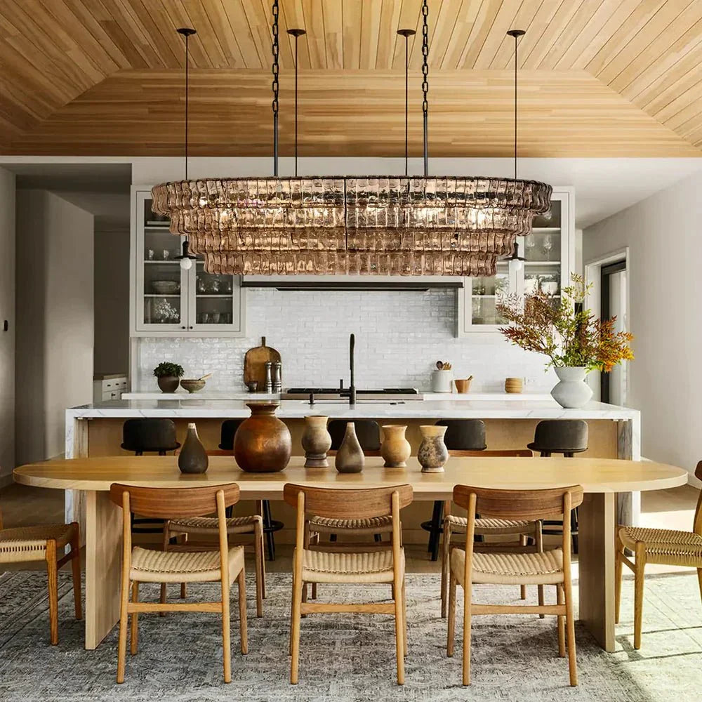 Ghiaccio Glass Oval Chandelier 54''65''-Jecanoli
