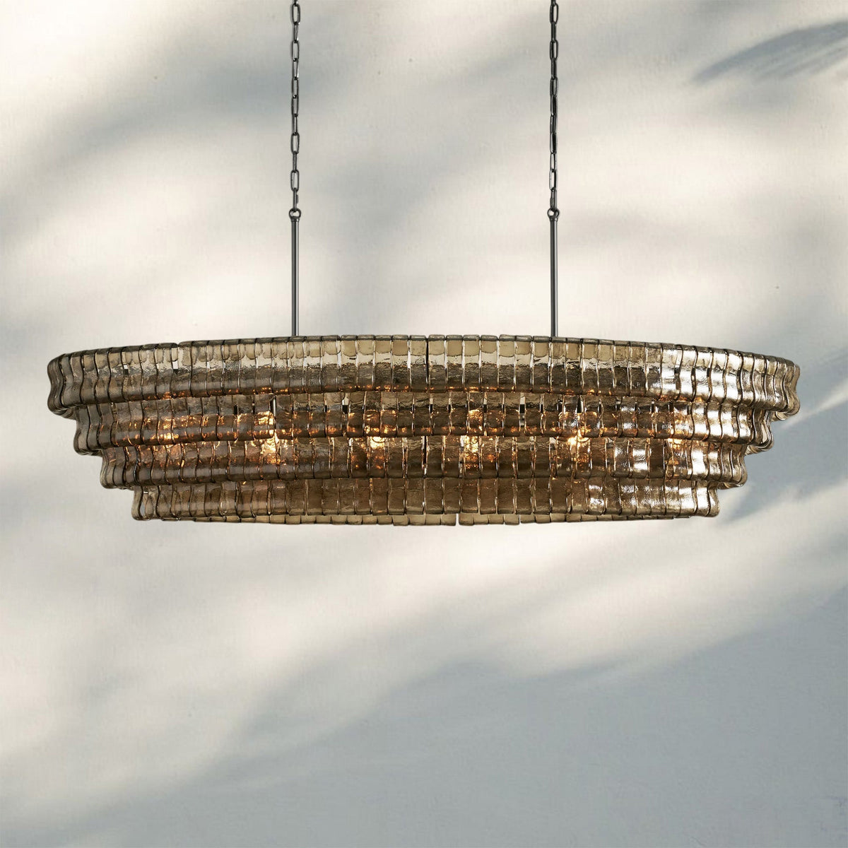 Ghiaccio Glass Oval Chandelier 54''65''-Jecanoli