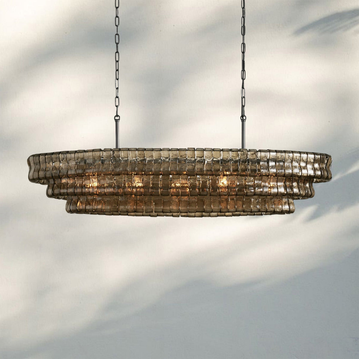 Ghiaccio Glass Oval Chandelier 54''65''-Jecanoli