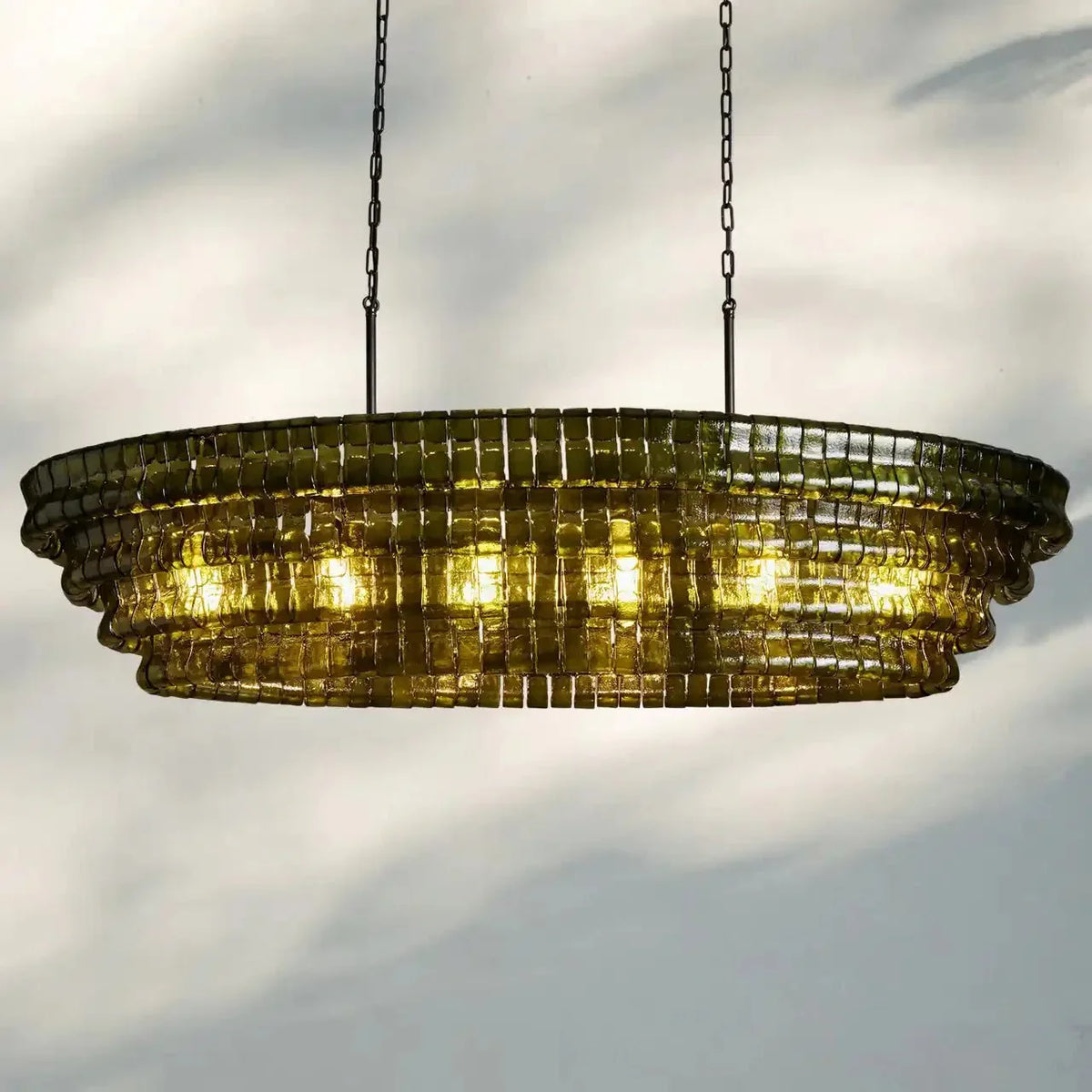 Ghiaccio Glass Oval Chandelier 54''65''-Jecanoli