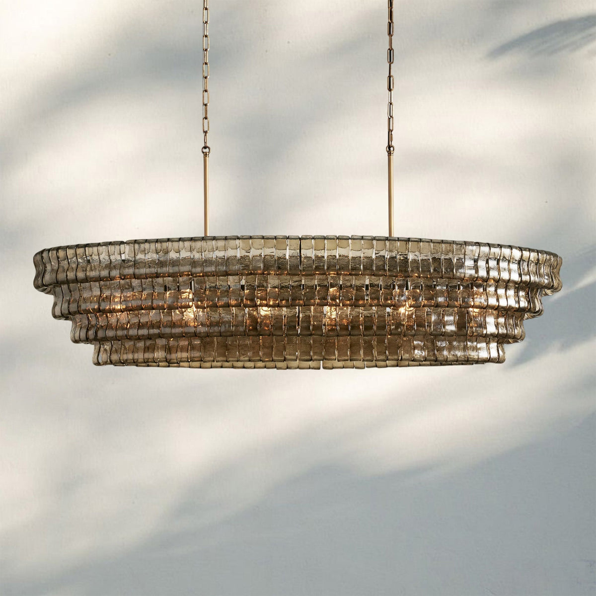Ghiaccio Glass Oval Chandelier 54''65''-Jecanoli