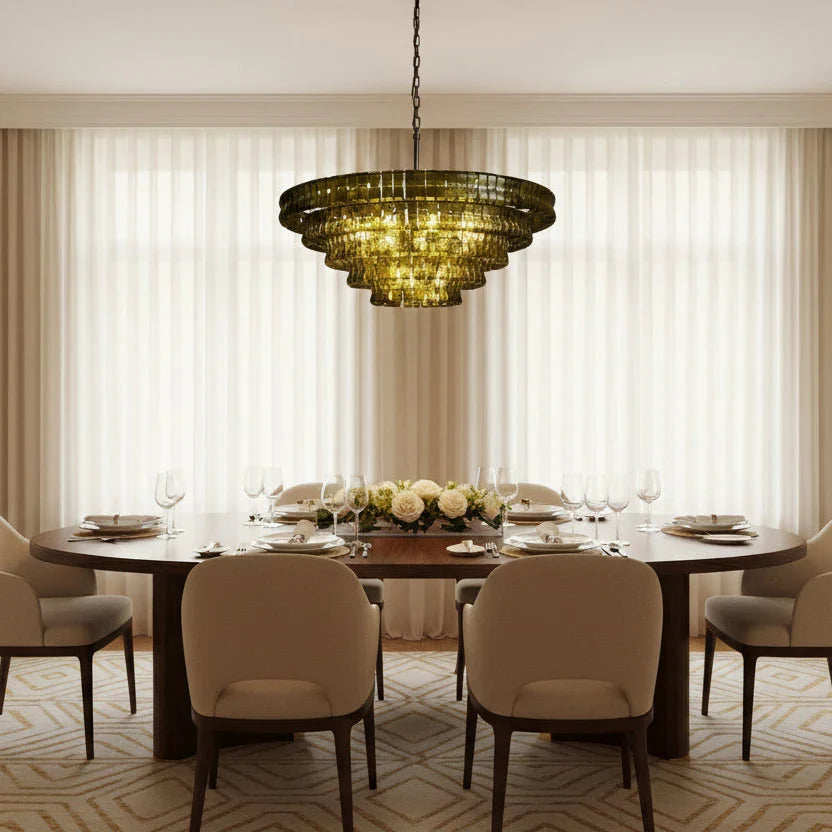 Ghiaccio Glass Round Chandelier 24" 36" 48" 60"-Jecanoli