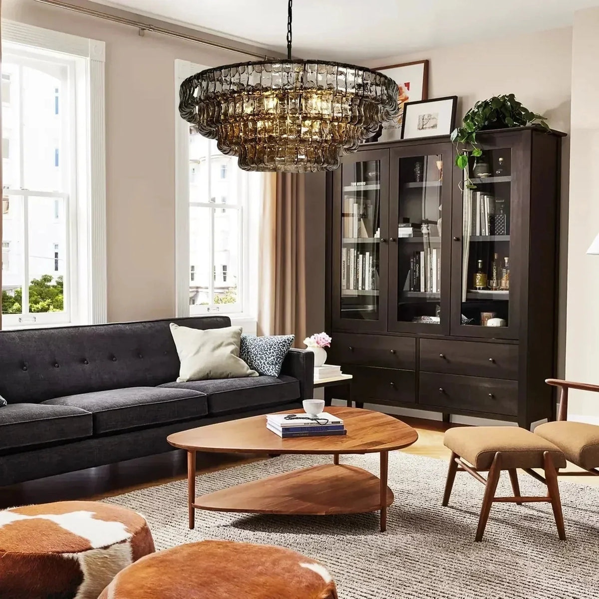 Ghiaccio Glass Round Chandelier 24" 36" 48" 60"-Jecanoli