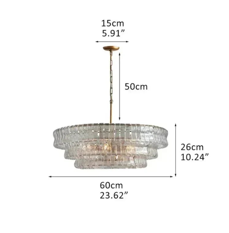 Ghiaccio Glass Round Chandelier 24" 36" 48" 60"-Jecanoli