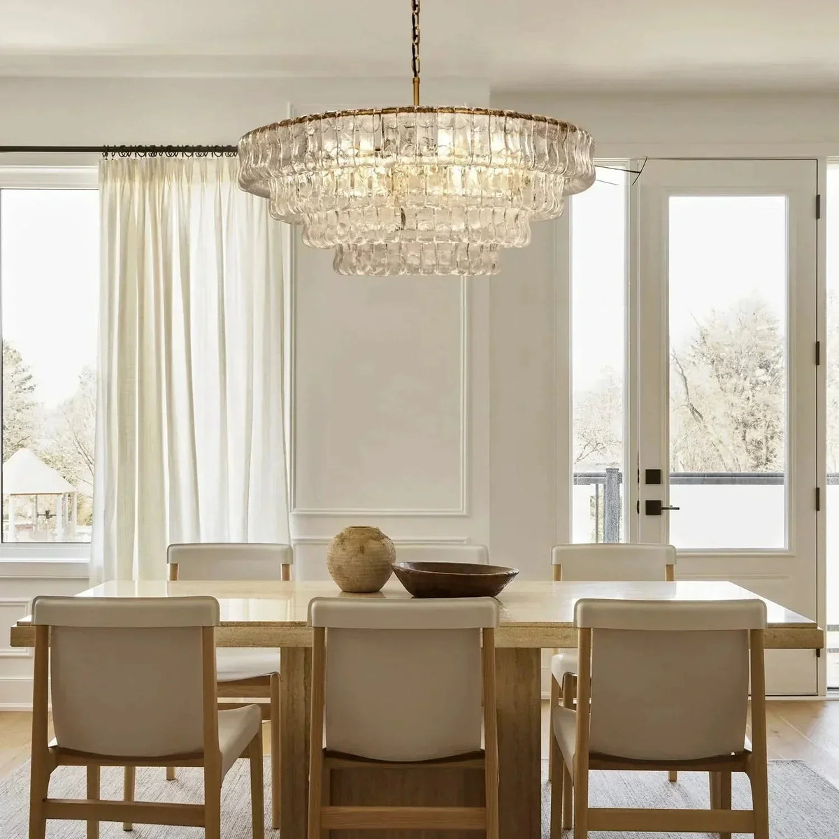 Ghiaccio Glass Round Chandelier 24" 36" 48" 60"-Jecanoli
