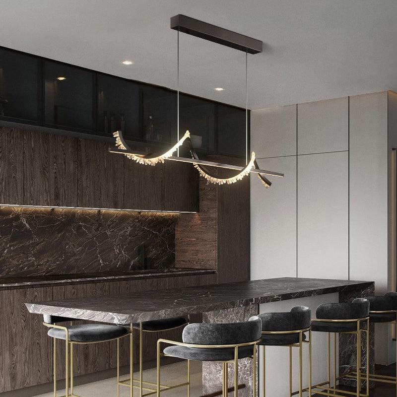 Gina Spiral Rock Crystal Chandelier,Linear Dining Room Chandelier - 47.2" L x 11.8" HJecanoli