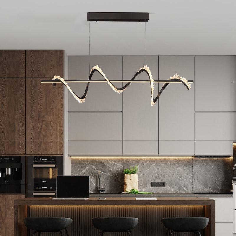 Gina Spiral Rock Crystal Chandelier,Linear Dining Room Chandelier - 47.2" L x 11.8" HJecanoli