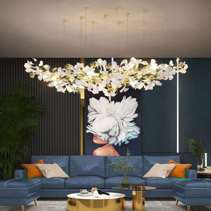 Ginkgo A Branch Chandelier - All white leaves150CM (L59"）Jecanoli