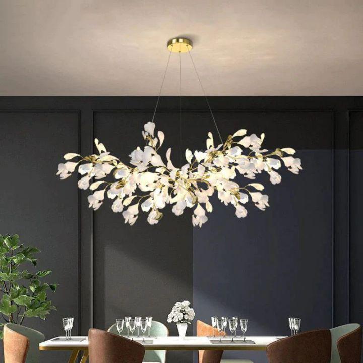 Ginkgo Branch Chandelier - All white leavesL80CM (L31½")Jecanoli