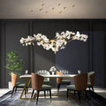 Ginkgo D Branch Chandelier - White + gold accentsL150(L59