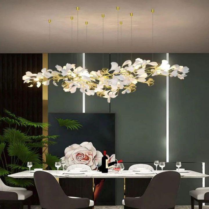 Ginkgo D Branch Chandelier - All white leavesL150(L59")Jecanoli