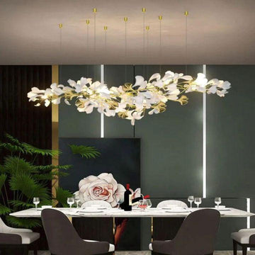 Ginkgo D Branch Chandelier - All white leavesL150(L59")Jecanoli