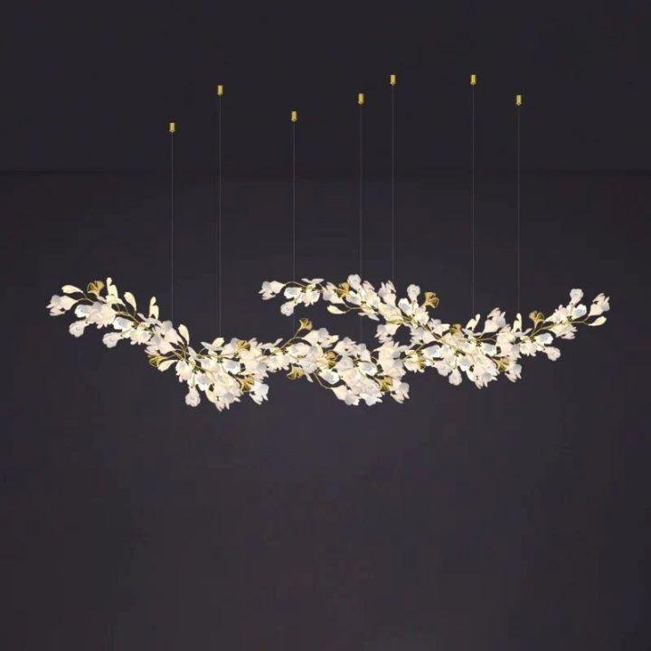 Ginkgo E Branch Chandelier - All white leaves150CM(59")Jecanoli