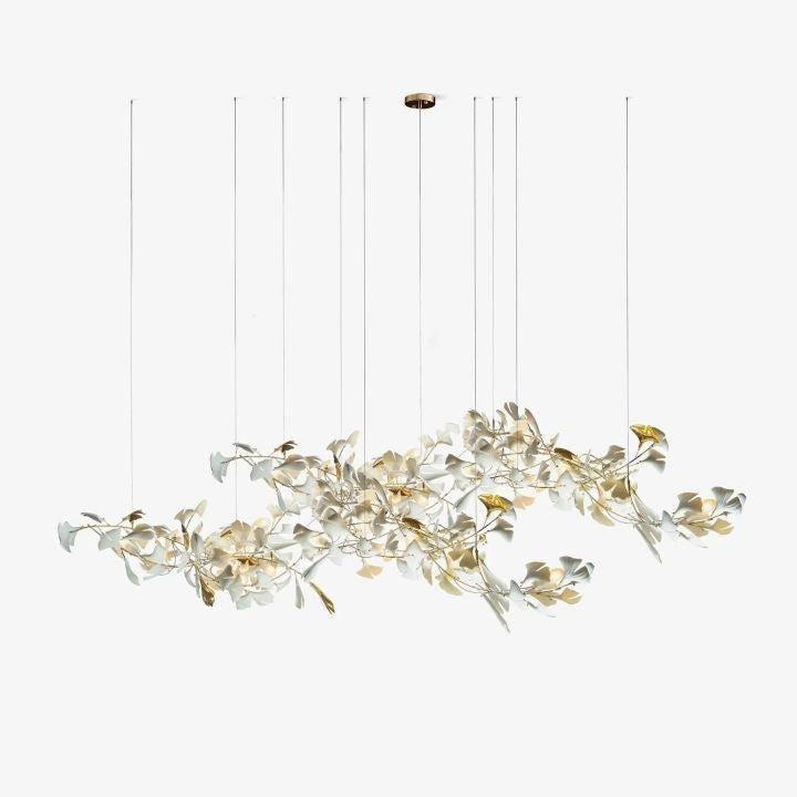Ginkgo Special Chandelier - All white leavesL 150cm x H 65cm / L 59.1″ x H 25.6″Jecanoli