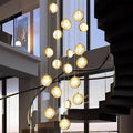 Global Crystal Cluster Adjustable Luxury Staircase Modern Long Chandelier - Jecanoli