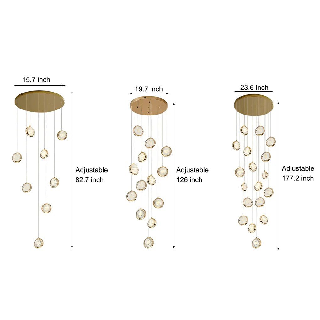 Global Crystal Cluster Adjustable Luxury Staircase Modern Long Chandelier - Jecanoli