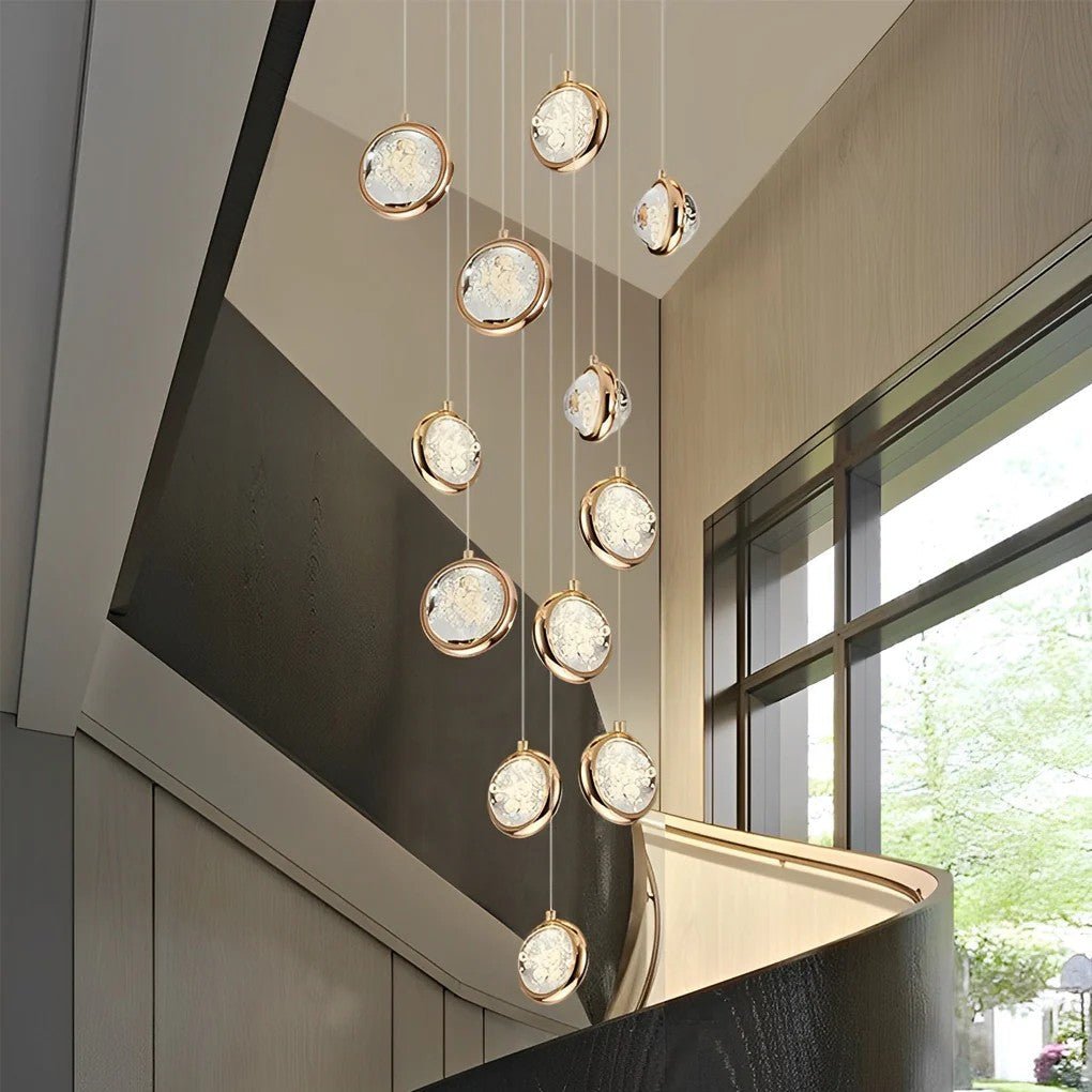 Global Crystal Cluster Adjustable Luxury Staircase Modern Long Chandelier - Jecanoli