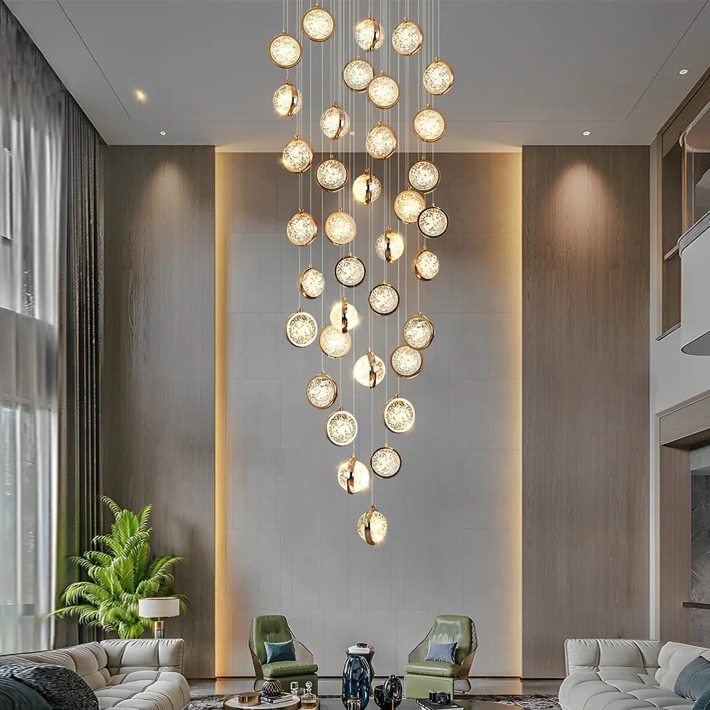 Global Crystal Cluster Adjustable Luxury Staircase Modern Long Chandelier - Jecanoli