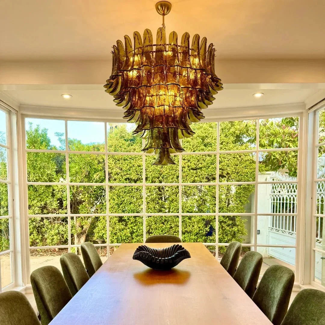 Green Petalo Murano Chandelier - 29.53"Jecanoli