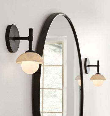Alabaster Shade Greenwich Wall Sconce-Jecanoli