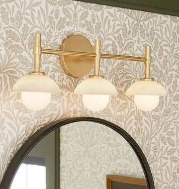 Alabaster Shade Greenwich Triple Wall Sconce-Jecanoli