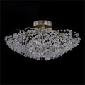 Hanasaku Flower Sixteen-Light Flush Mount in Antique Silver Leaf with Hand-Cut Crystal Accents-Flush Mount-Jecanoli