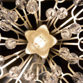 Hanasaku Flower Sixteen-Light Flush Mount in Antique Silver Leaf with Hand-Cut Crystal Accents-Flush Mount-Jecanoli