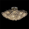Hanasaku Flower Sixteen-Light Flush Mount in Antique Silver Leaf with Hand-Cut Crystal Accents-Flush Mount-Jecanoli