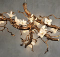 Handcrafted Sculptural Floral Branch Chandelier - ∅ 57.1″ x H 19.7″ x W 17.7″Gold + White + TransparentJecanoli