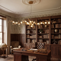 Handcrafted Sculptural Floral Branch Chandelier - ∅ 57.1″ x H 19.7″ x W 17.7″Gold + White + TransparentJecanoli