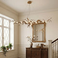Handcrafted Sculptural Floral Branch Chandelier - ∅ 49.2″ x H 17.7″ x W 15.7″Gold + White + TransparentJecanoli
