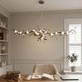Handcrafted Sculptural Floral Branch Chandelier - ∅ 49.2″ x H 17.7″ x W 15.7″Gold + White + TransparentJecanoli