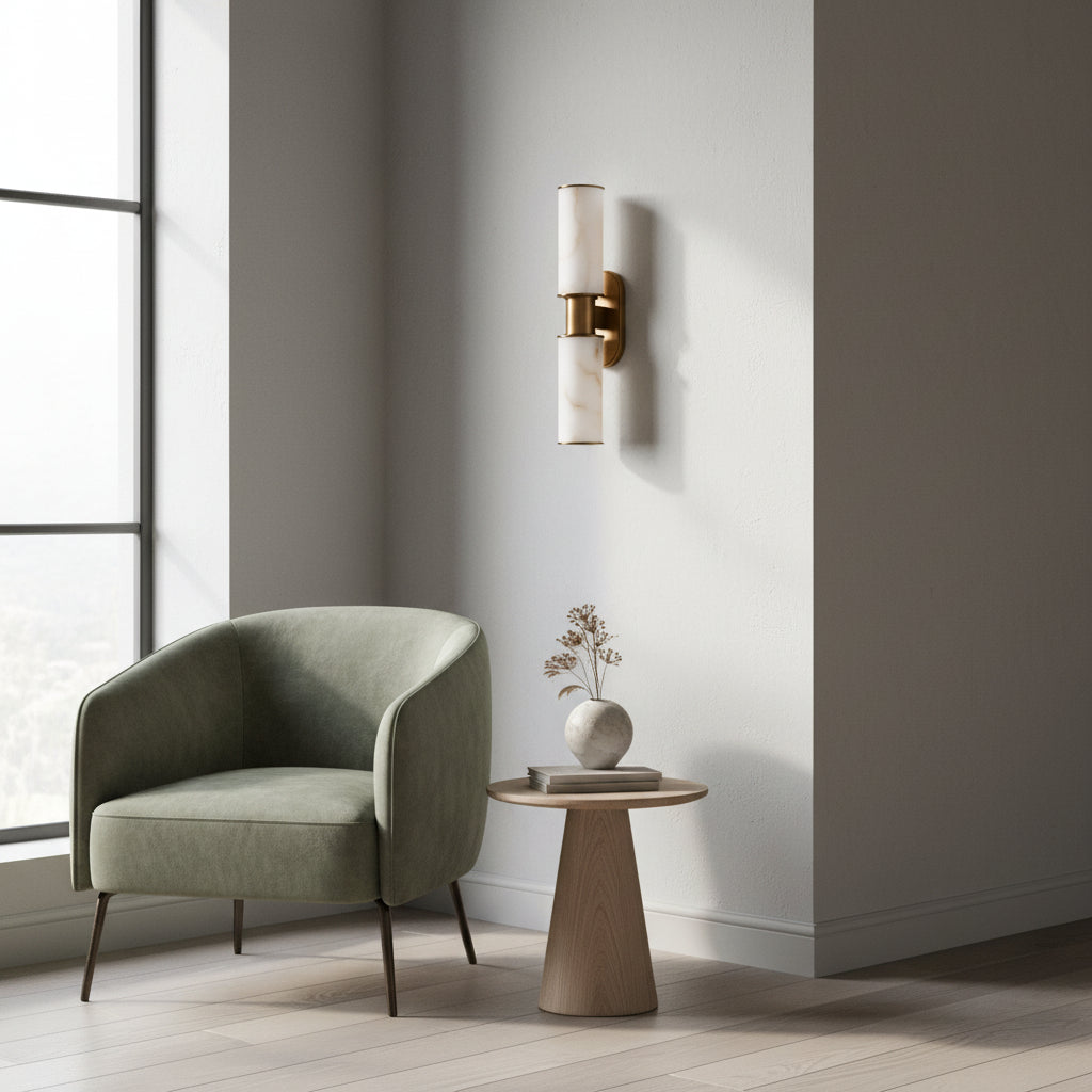 Harline Alabaster 2-Light Wall Sconce-Jecanoli