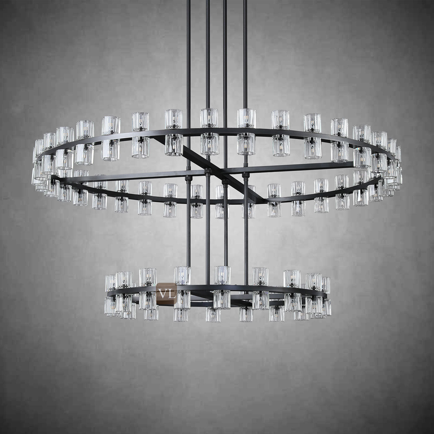 Auraline Crystal 2-Tier Round Chandelier 60"