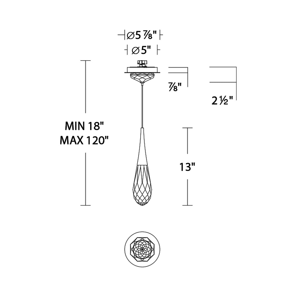 Hellebore LED Mini Pendant Light - line drawing.