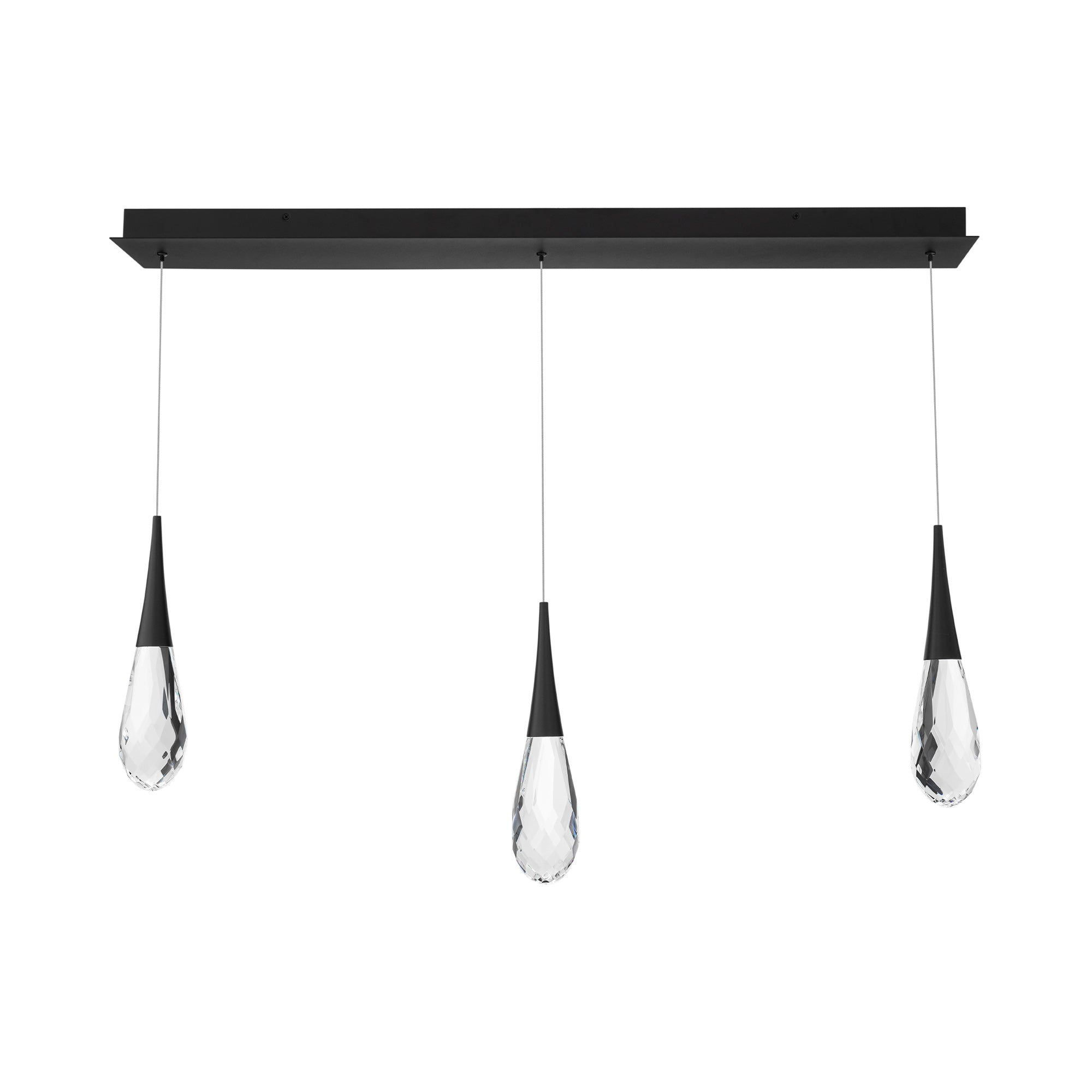 Hellebore Linear LED Multi Pendant Light in Black (3-Light).