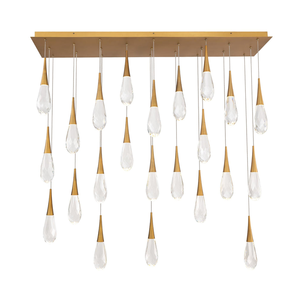 Hellebore Linear LED Multi Pendant Light in Aged Brass (23-Light).