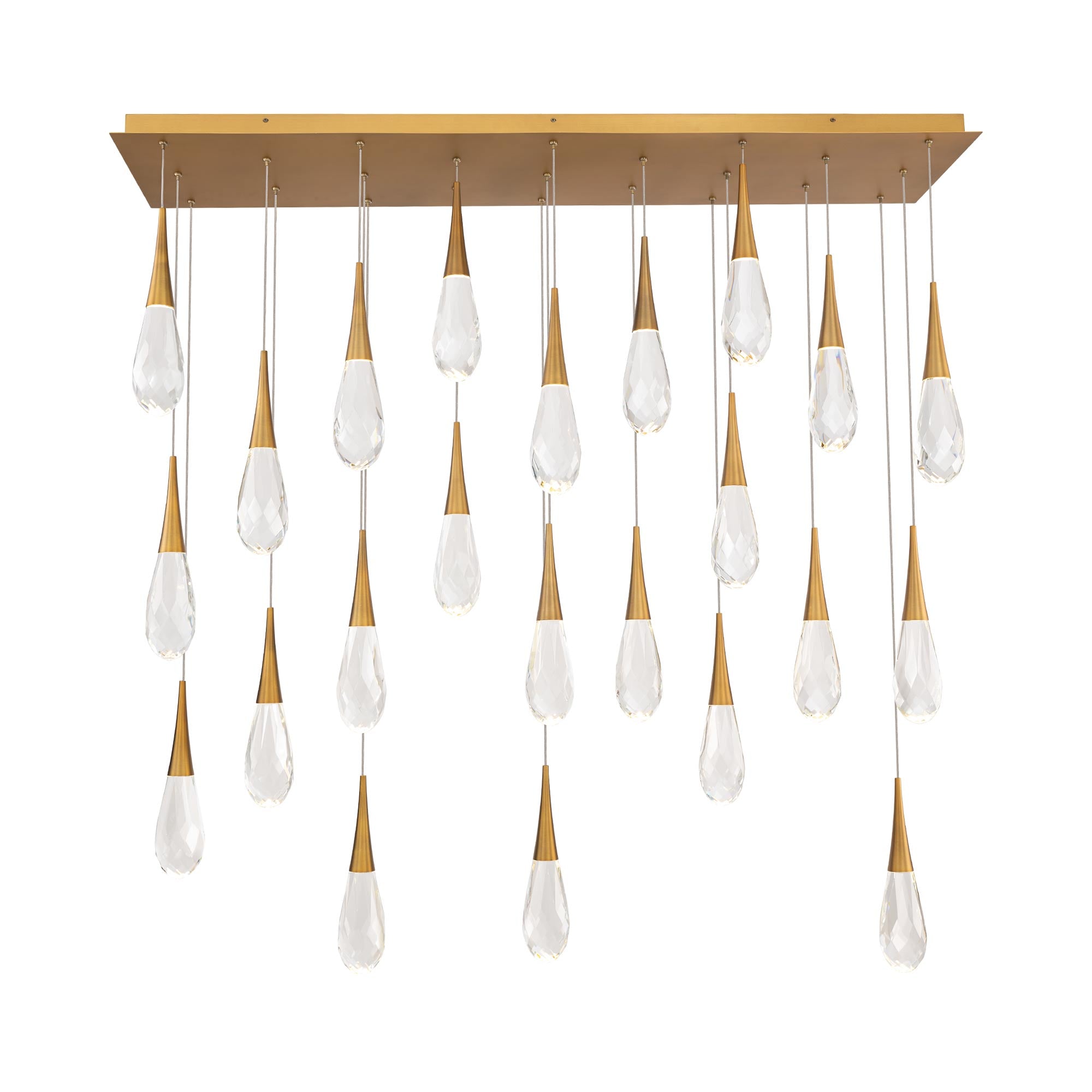 Hellebore Linear LED Multi Pendant Light in Aged Brass (23-Light).