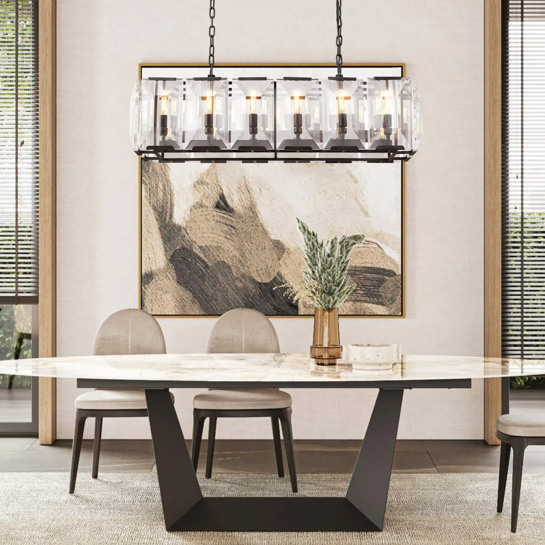 Harlow Crystal Rectangular Chandelier 42", 54", 62", 74"-chandelier-Jecanoli